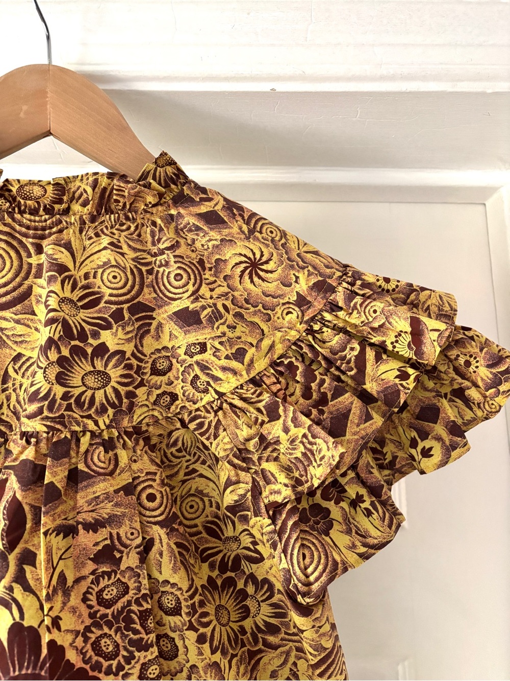 Ulla Johnson Letty Ruffle Short Sleeve Blouse Amber Top Size 2 | XS - Picture 12 of 16